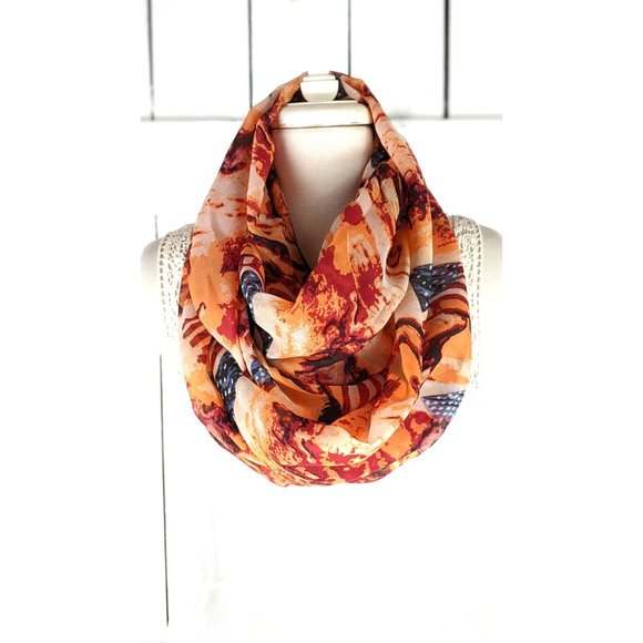 Accessories - Vintage wild stallion horse USA flag stars and stripes oversized infinity scarf